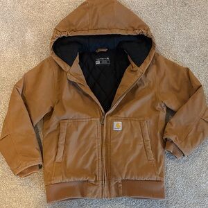 Boys size 10/12 Carhartt Tan Hooded Winter Coat
